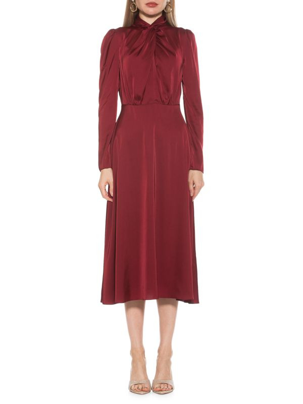 Alexia Admor Gillian Satin Fit &amp; Flare Dress on SALE | Saks OFF 5TH | Saks Fifth Avenue OFF 5TH