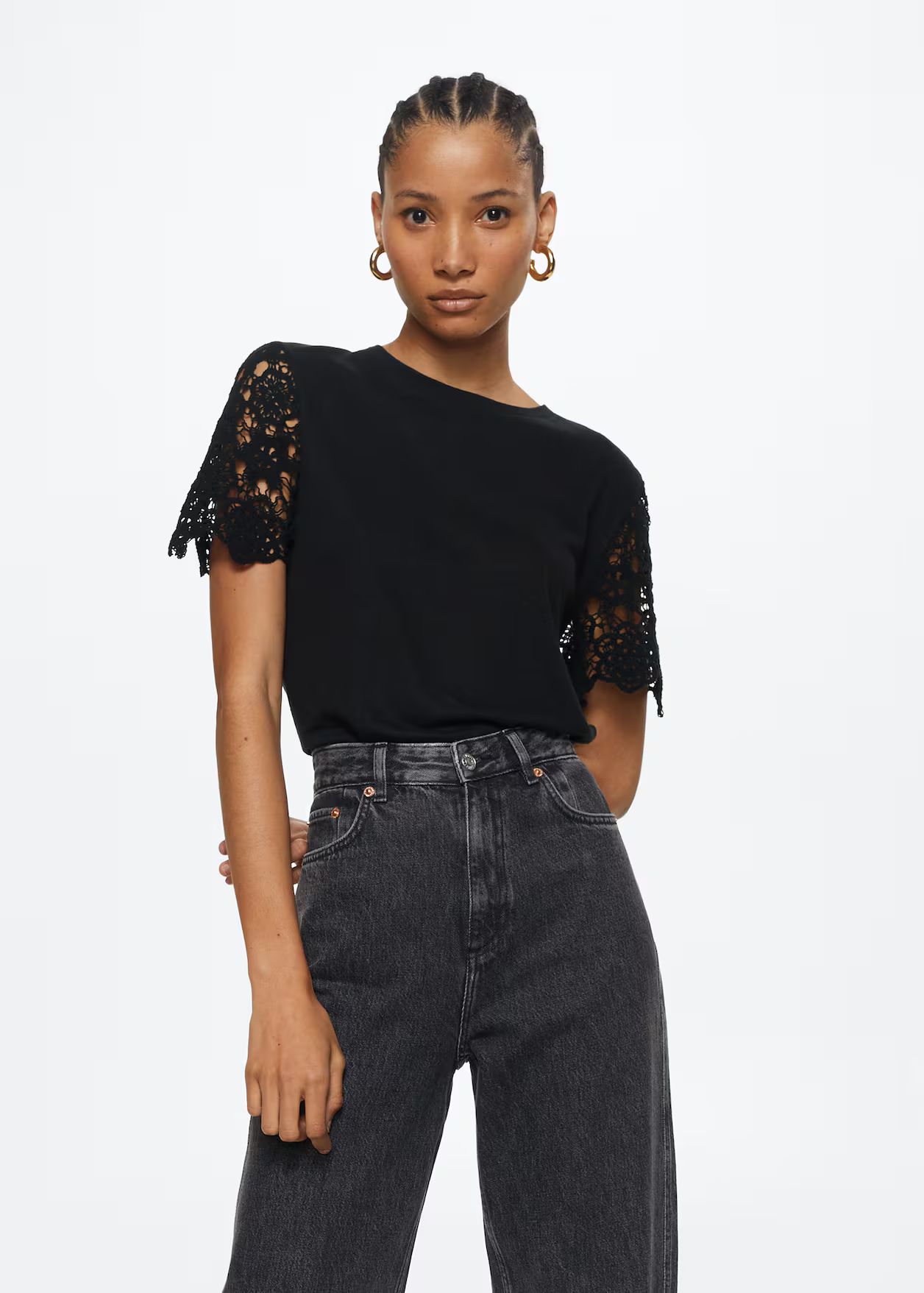 Embroidered linen-blend t-shirt | MANGO (US)