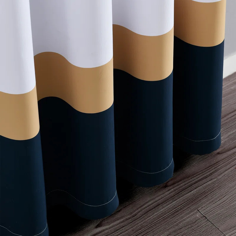 Alexander Color Block Polyester Room Darkening Curtain Pair | Wayfair North America