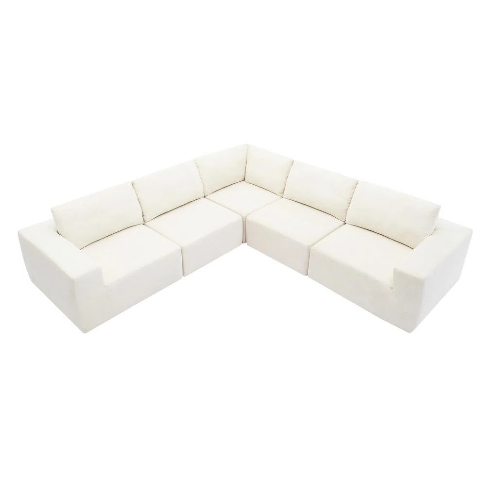 Hokku Designs Modern Sofa Modular L Shaped Sectional Sofa Luxury Floor Couch Set Foam-Filled Slee... | Wayfair North America