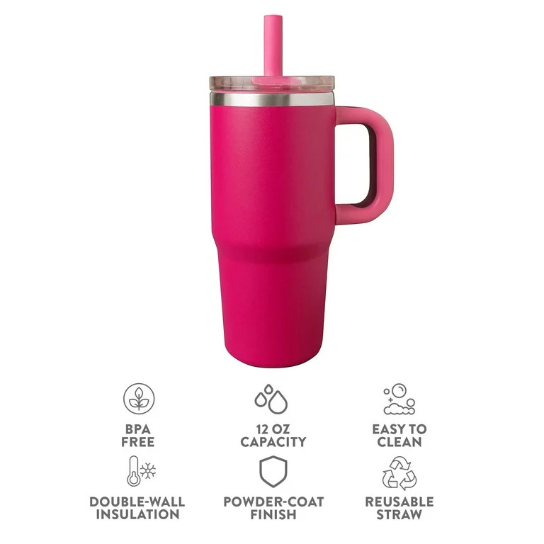 YAYA My First Travel Tumbler for Toddlers 3+ with Reusable Straw and Spill-Safe Lid, 12oz, Fuchsi... | Walmart (US)