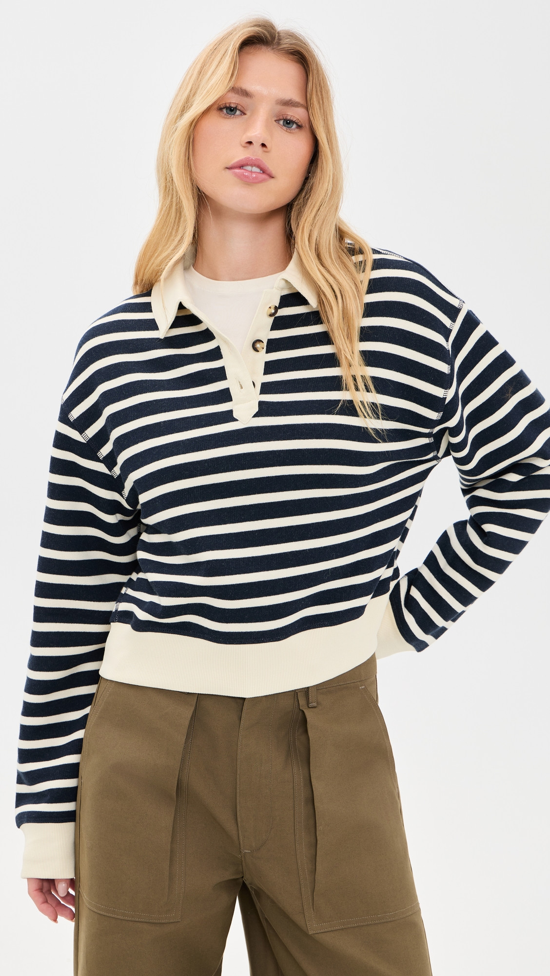 rag & bone Vintage Terry Striped Polo Nivmt M | Shopbop