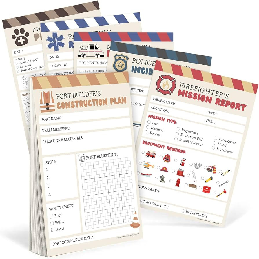 Kids Pretend Play Notepads – 6-Pack Hometown Heroes Set | 5x7” 50 Pages Each | Police, Firefi... | Amazon (US)