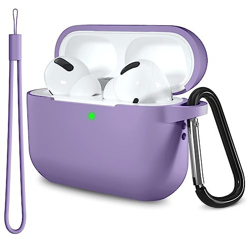 Lerobo for Airpods Pro Case with Keychain & Lanyard Accessories - Full Protective Silicone Skin - Front LED Visible - Lavender Purple | Amazon (US)