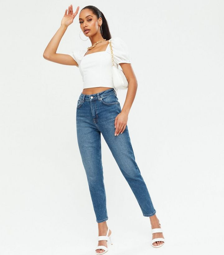 NA-KD Blue Mid Wash Comfort Mom Jeans
						
						Add to Saved Items
						Remove from Saved Ite... | New Look (UK)