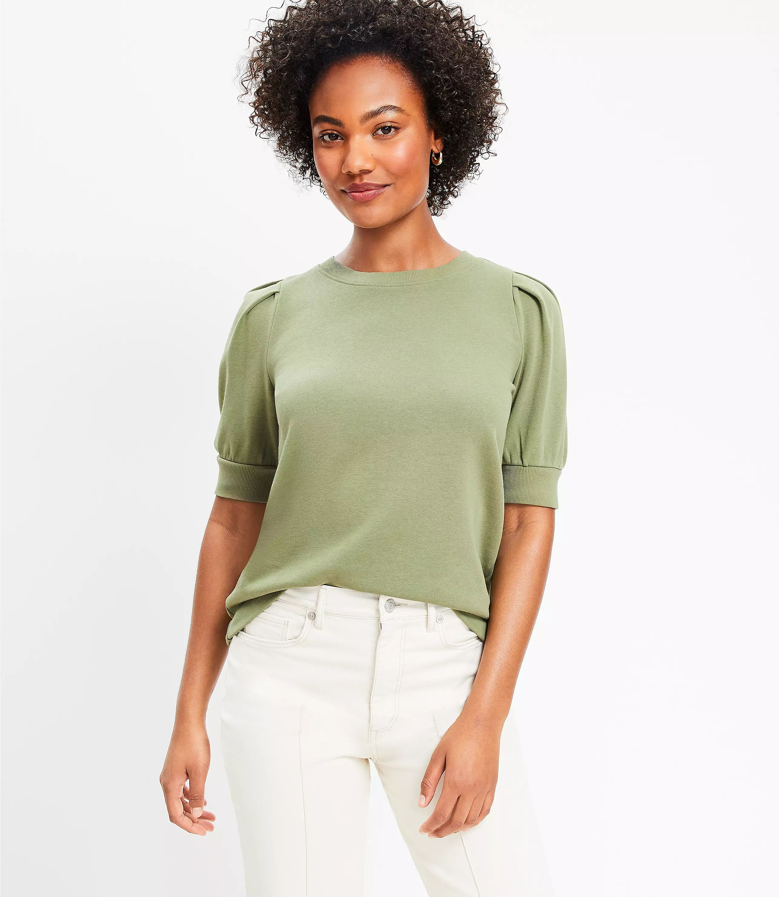 Pleated Sleeve Sweatshirt | LOFT