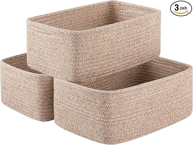 3 Pack Small Storage Baskets for Organizing, Cute Woven Decorative Gift Baskets for Shelves, Mini... | Amazon (US)