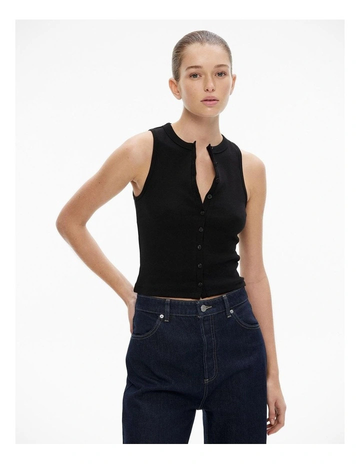 WitcheryButton Through Tank in Black | Myer