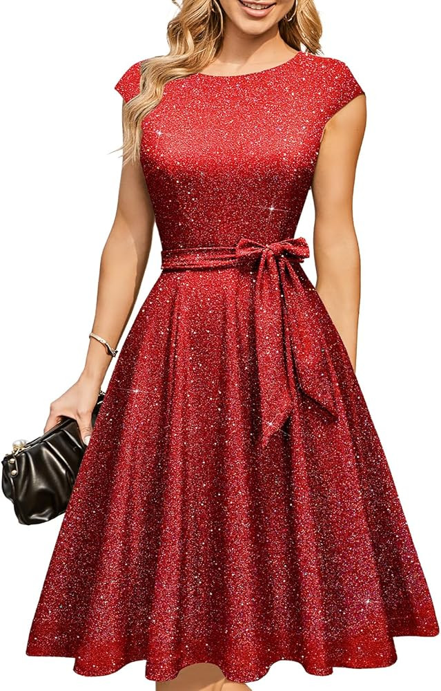 DRESSTELLS Women's Cocktail Dresses, Formal Wedding Guest Modest Church Vintage Holiday Party Eve... | Amazon (US)
