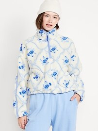 Printed Loose Sherpa Quarter-Zip Pullover | Old Navy (US)