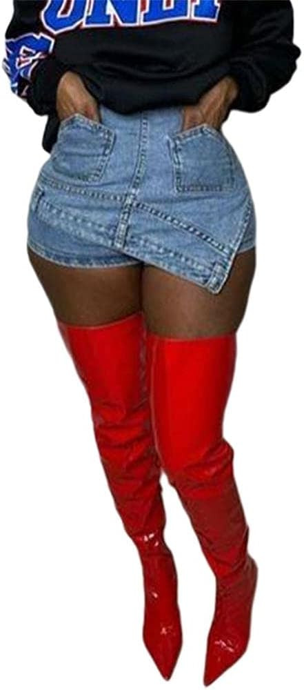 Denim Mini Skirts for Women Summer Sexy Stretchy High Waisted Jean Shorts Plus Size | Amazon (US)
