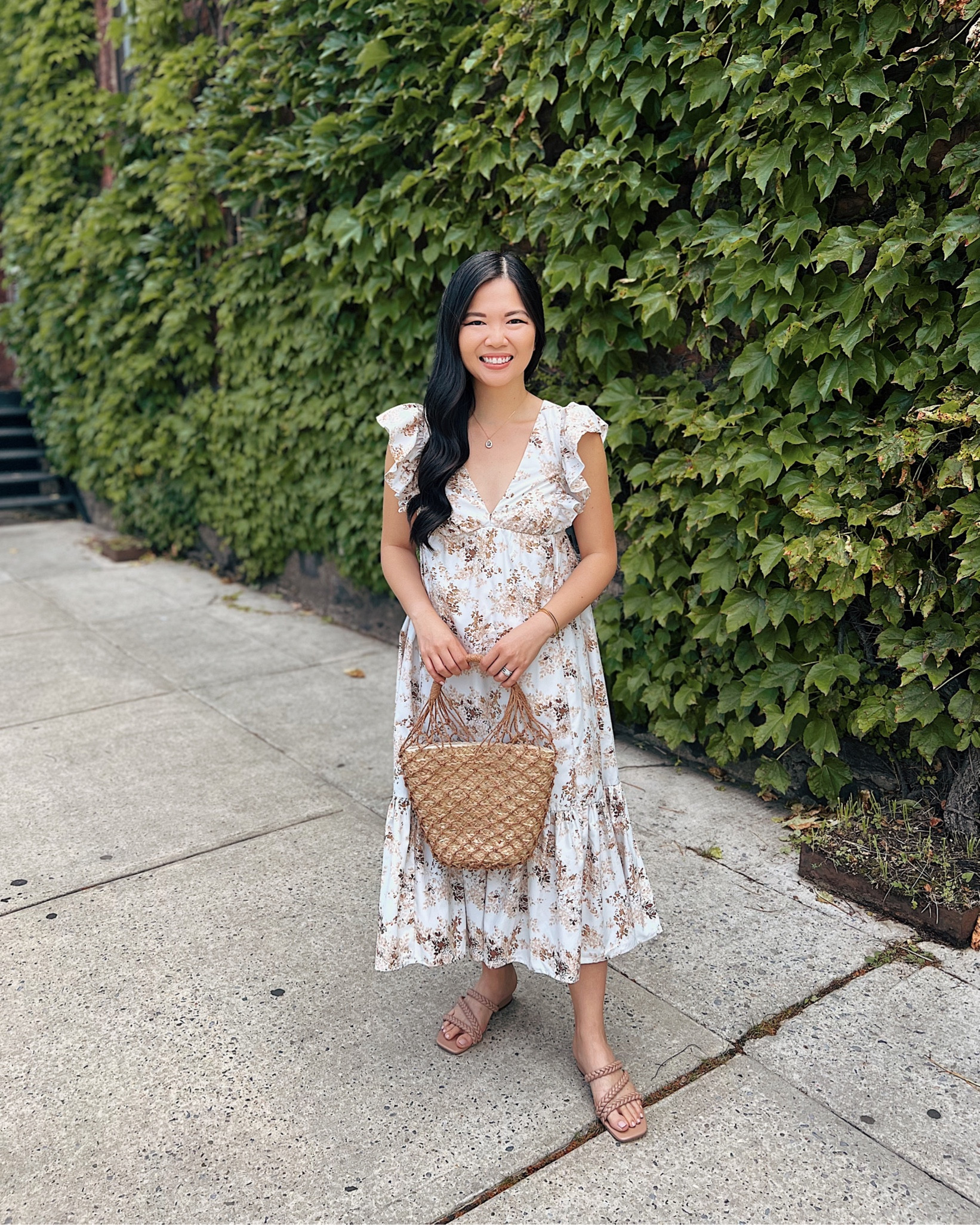 White floral dress with pockets (XSP)
White dress 
White midi dress 
White ruffle dress 
Straw bucket bag 
Braided sandals  (TTS)
Summer dress 
Abercrombie dress 
Family photo outfit

#LTKSeasonal #LTKwedding #LTKstyletip