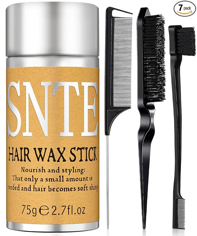 Slick Back Hair Brush & Hair Wax Stick Set - Tames Frizz & Smooths Flyaways - Sleek Ponytails, Bu... | Amazon (US)