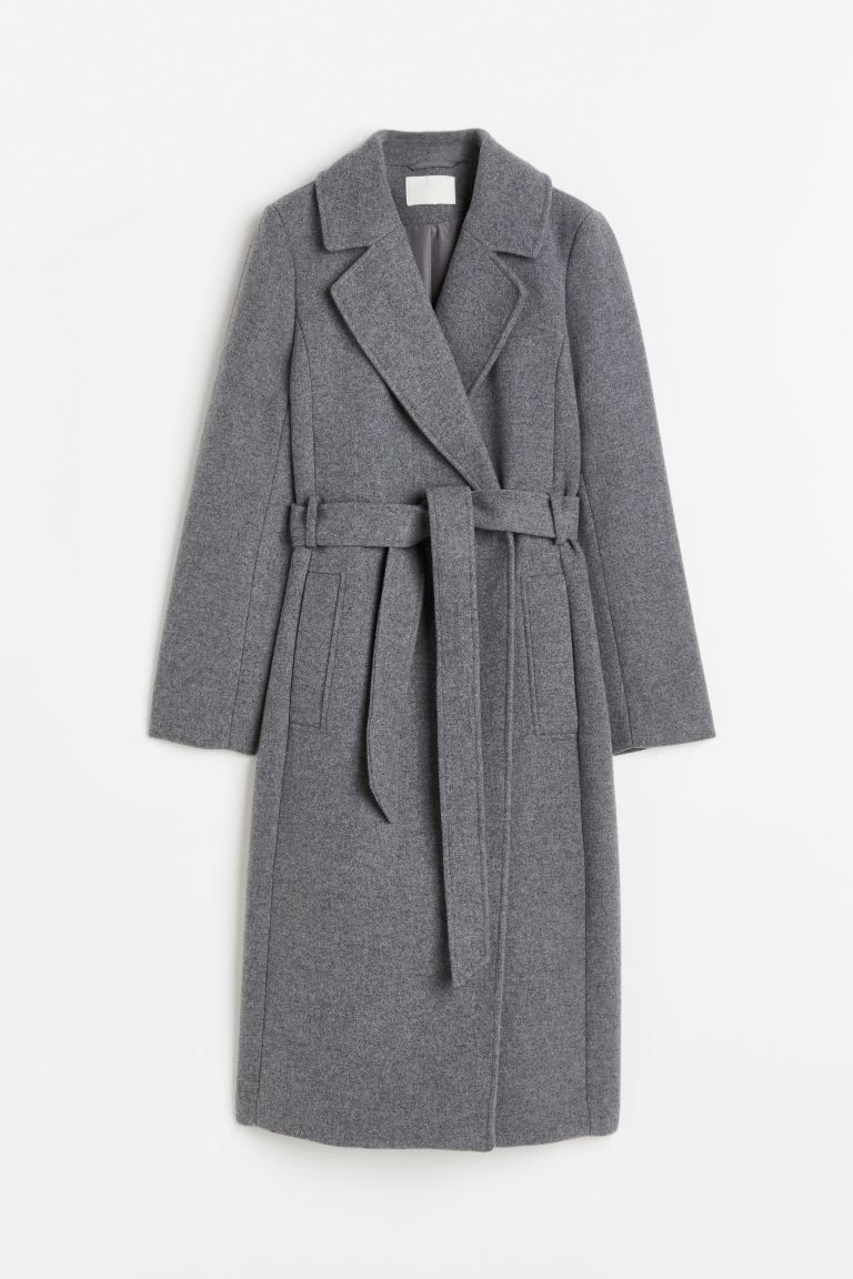 Tie Belt Coat - Gray - Ladies | H&M US | H&M (US + CA)