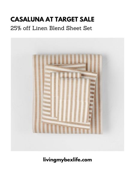 Target bed + bath sale alert! 

25% off Casaluna Linen Blend Sheet Set in brown stripe 

Bedding, home decor, bedroom, quiet luxury, linen sheets, target sale, brooklinen 

#LTKhome #LTKsalealert #LTKU