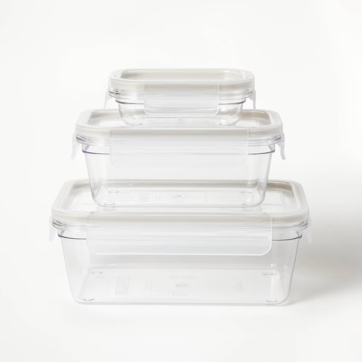 6pc set of 3 Tritan Plastic Rectangle Food Storage Container Set Clear - Figmint™: Stackable, D... | Target