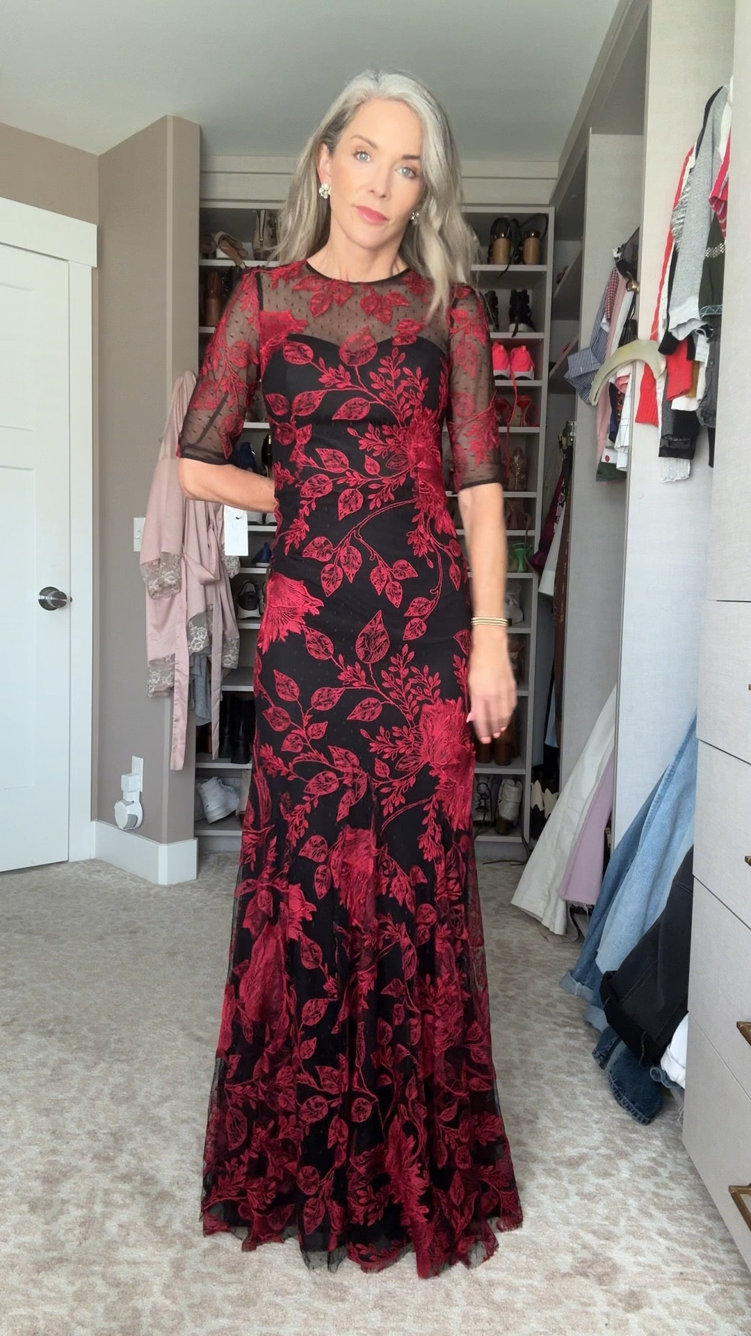 Okay okay… hear me out before you clutch your pearls. 😅 I know red + black isn’t the “safe” pick, but I had to take a sharp left and see what a little drama would do. The texture, the print, the pop of bold—it’s giving “mother of the bride who knows how to make an entrance”… right? Or did I just veer straight into another dead end? 🤷‍♀️

Most of you are still swooning over the first dress (I see you 👀), but I need honest opinions—does this direction have potential, or should I make a U-turn back to classic elegance? Cast your vote in the comments! ❤️🖤✨

#MotherOfTheBride #DressTryOn #WeddingFashion #MOTB #RedDressMoment #BlackAndRed #UnexpectedGlam #MotherOfTheBrideStyle #WeddingStyle #TryOnHaul #DramaticDress #FashionOver40 #WeddingReady #StyleShift #BoldChoices #StyleOpinionNeeded

#LTKOver40 #LTKWedding