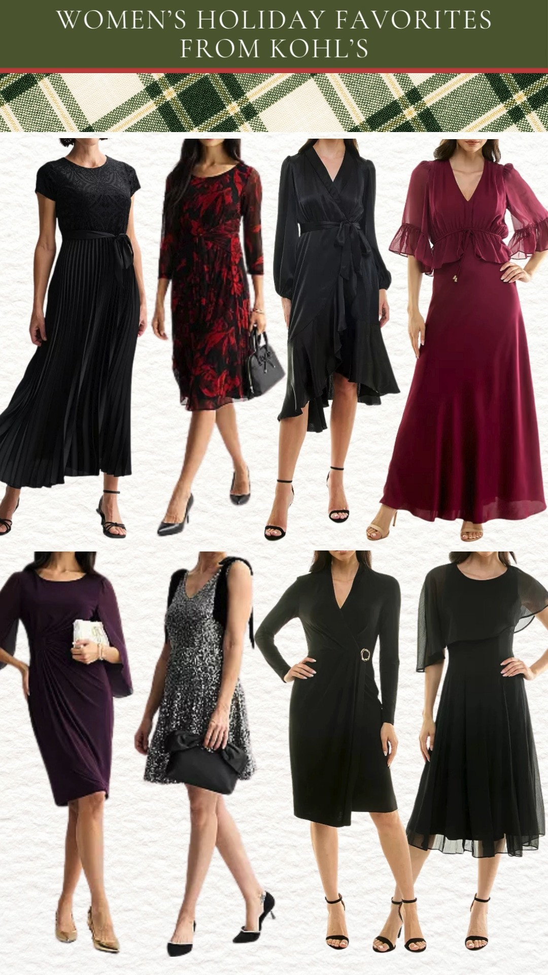 Holiday dresses worth celebrating ✨ From elegant long and flattering midi to classic knee length silhouettes, these picks bring all the seasonal vibes. Loving shades of black, rich burgundy, and just the right amount of sparkle for those magical moments. Shop my Women’s Holiday Dress Favorites from Kohl’s. They're festive, timeless, and seriously swoon worthy 🖤❤️✨ 

 #LTKHoliday #LTKOver40 #LTKSaleAlert