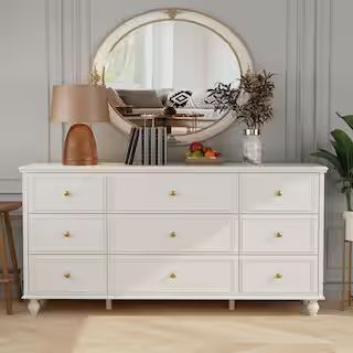 9-Drawer White Wooden Chest of Drawers, Modern European Style (63 in. W x 31.5 in. H x 15.7 in. D... | The Home Depot