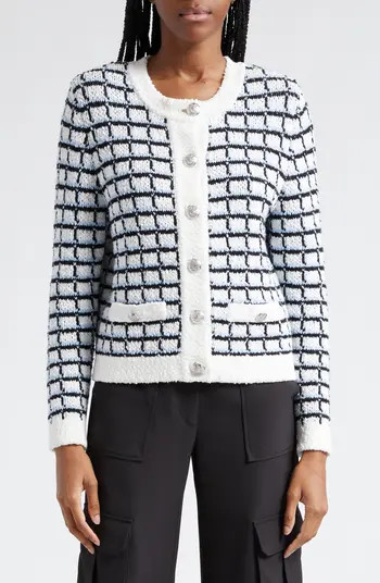 Veronica Beard Lavigne Check Organic Cotton Cardigan | Nordstrom | Nordstrom