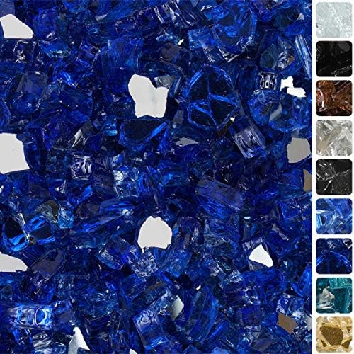 Celestial Fire Glass High Luster, 1/2" Reflective Tempered Fire Glass in Meridian Blue | 10 Pound... | Amazon (US)