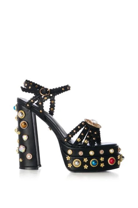 AZALEA WANG BIRCH EMBELLISHED SANDAL IN BLACK | AKIRA