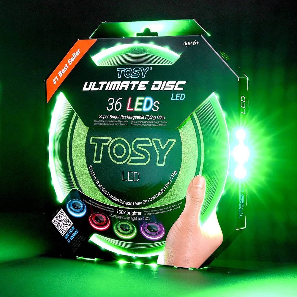 TOSY 36 and 360 LEDs Flying Disc - Extremely Bright, Smart Modes, Auto Light Up, Rechargeable, Pe... | Amazon (US)