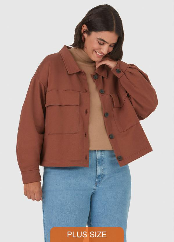 Malwee - Jaqueta de Moletom Plus Size Feminina Marrom | Posthaus (BR)
