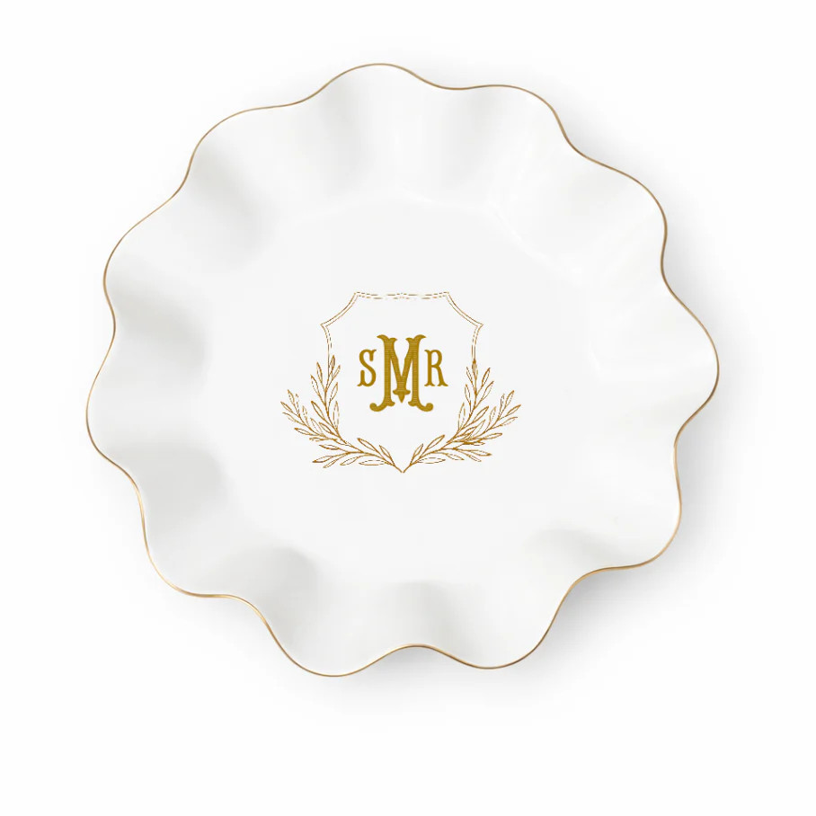 Gabriel Wavy Serving Dish with Semi-Custom Crest | Susan Gordon Pottery