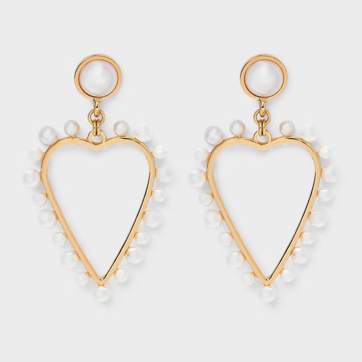 Pearl Border Heart Earrings - A New Day™ Gold/Pearl | Target