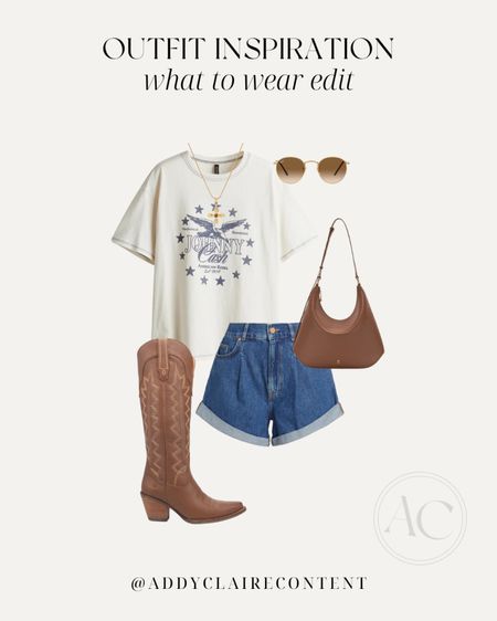 Country Concert Summer Outfit- Graphic Tee Styling. Also a cute everyday outfit paired with sandals!

Western graphic tee/ womens graphic tee/  trendy graphic tee/ denim outfit/ denim shorts outfit idea/tall cowboy boots/ womens cowboy boots/ Zach Bryan concert outfit/ Women's cowboy boots/ country concert outfit ideas/ country concert fits/ country concert outfit/ Nashville outfit/ Morgan wallen concert outfit/ Luke combs concert outfit/ Riley green concert outfit/ costal cowgirl/ western outfit inspo/ Amazon country concert/ festival outfits/ 2024 festival fits/ gameday outfit

#LTKSeasonal #LTKFindsUnder50 #LTKFestival