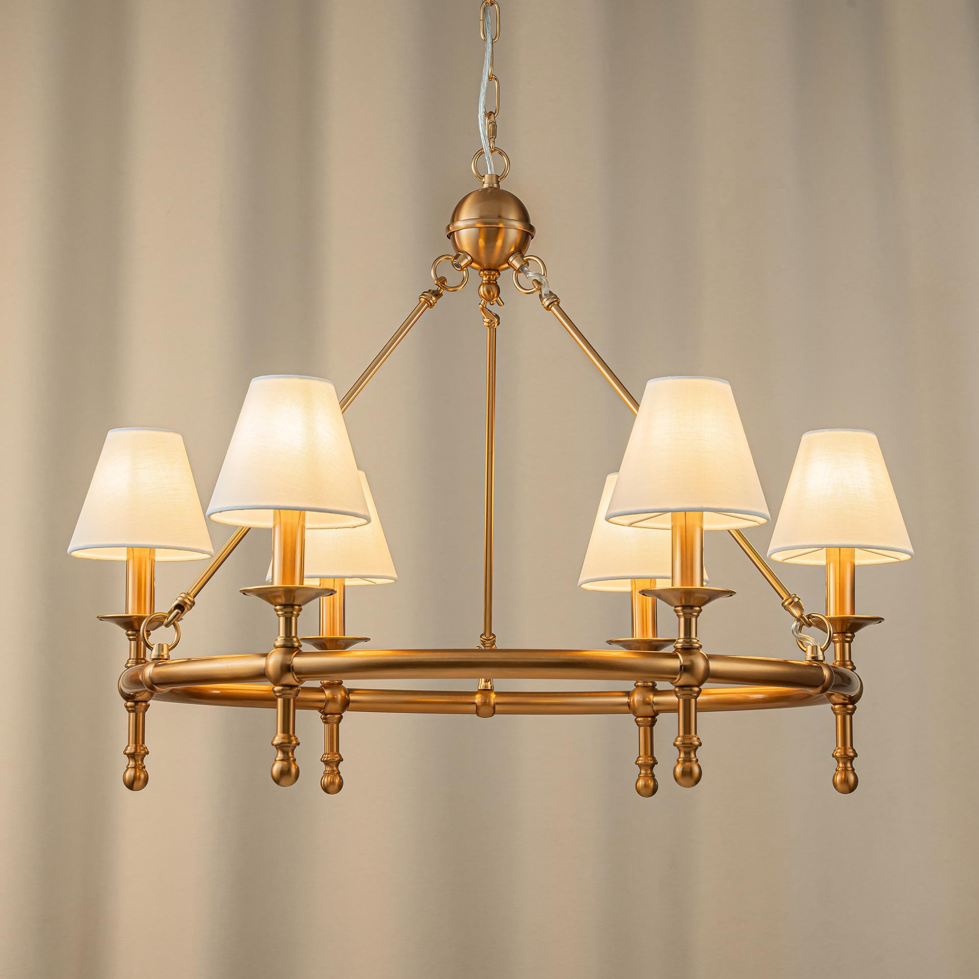 ALOADECOR 6 Lights W34 Vintage Copper and White Pleated Fabric Chandeliers for Dining Room Mid Ce... | Amazon (US)