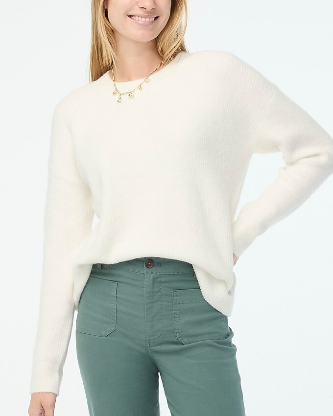 Ribbed boyfriend crewneck sweater in extra-soft yarn | J.Crew Factory