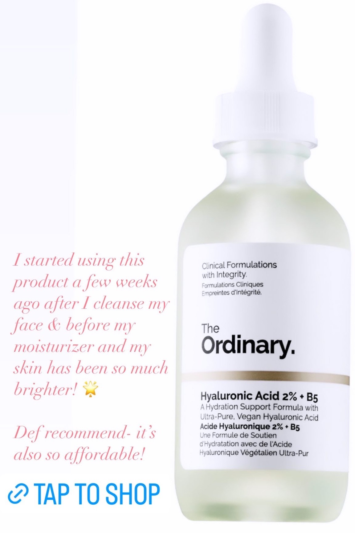 The hyaluronic acid serum I use on my face in between cleansing and moisturizing! Affordable and it works! My skin is brighter and the tone has evened out 

#LTKbeauty #LTKunder50