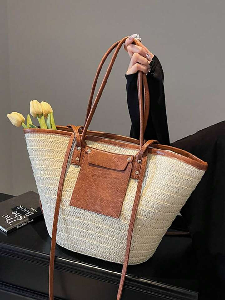 Bolso De Playa De Punto Calado Nuevo Para 2025, Bolso De Hombro Con Gran Capacidad Para Mujer Para Vacaciones | SHEIN