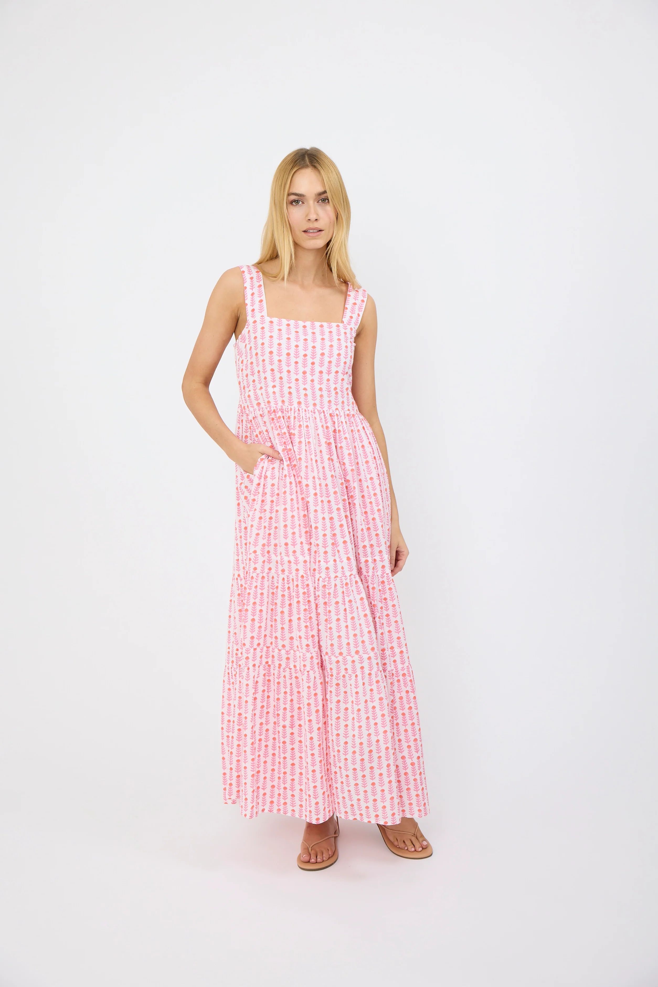 The Newport Maxi Dress - White Multi | Marea