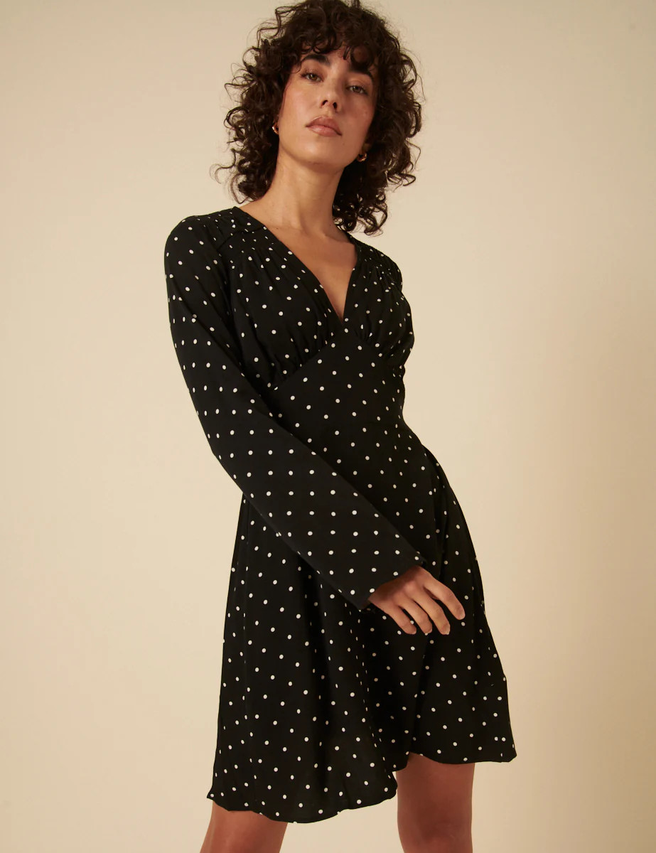 Black Polka Dot Lydia Mini Dress | Nobody's Child