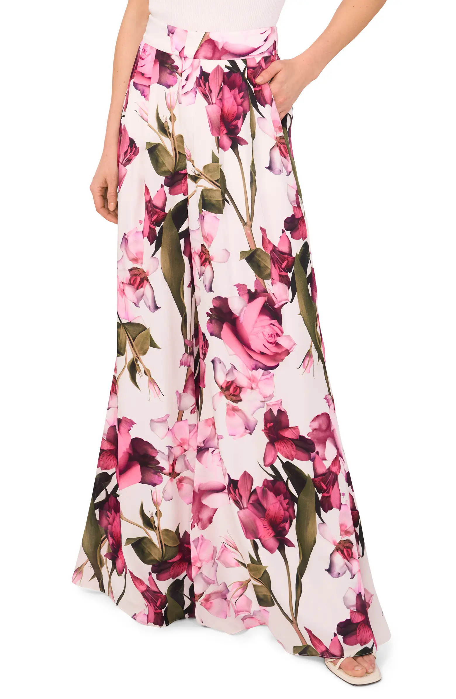 Ted Baker Floral Flowy Satin Pants | Nordstrom | Nordstrom