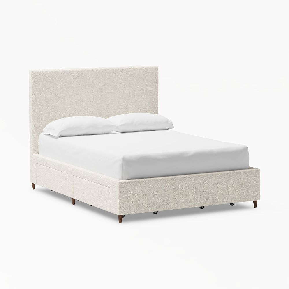 Beale Upholstered Storage Bed, Full, Tweed Ivory | Pottery Barn Teen
