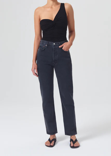 90's Pinch Waist High Rise Straight in Black Tea | AGOLDE