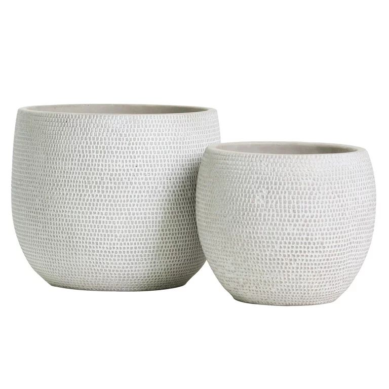 Barcelona Ceramic Plant Pot Set 2 - Indoor & Outdoor Planters (White) | Walmart (US)