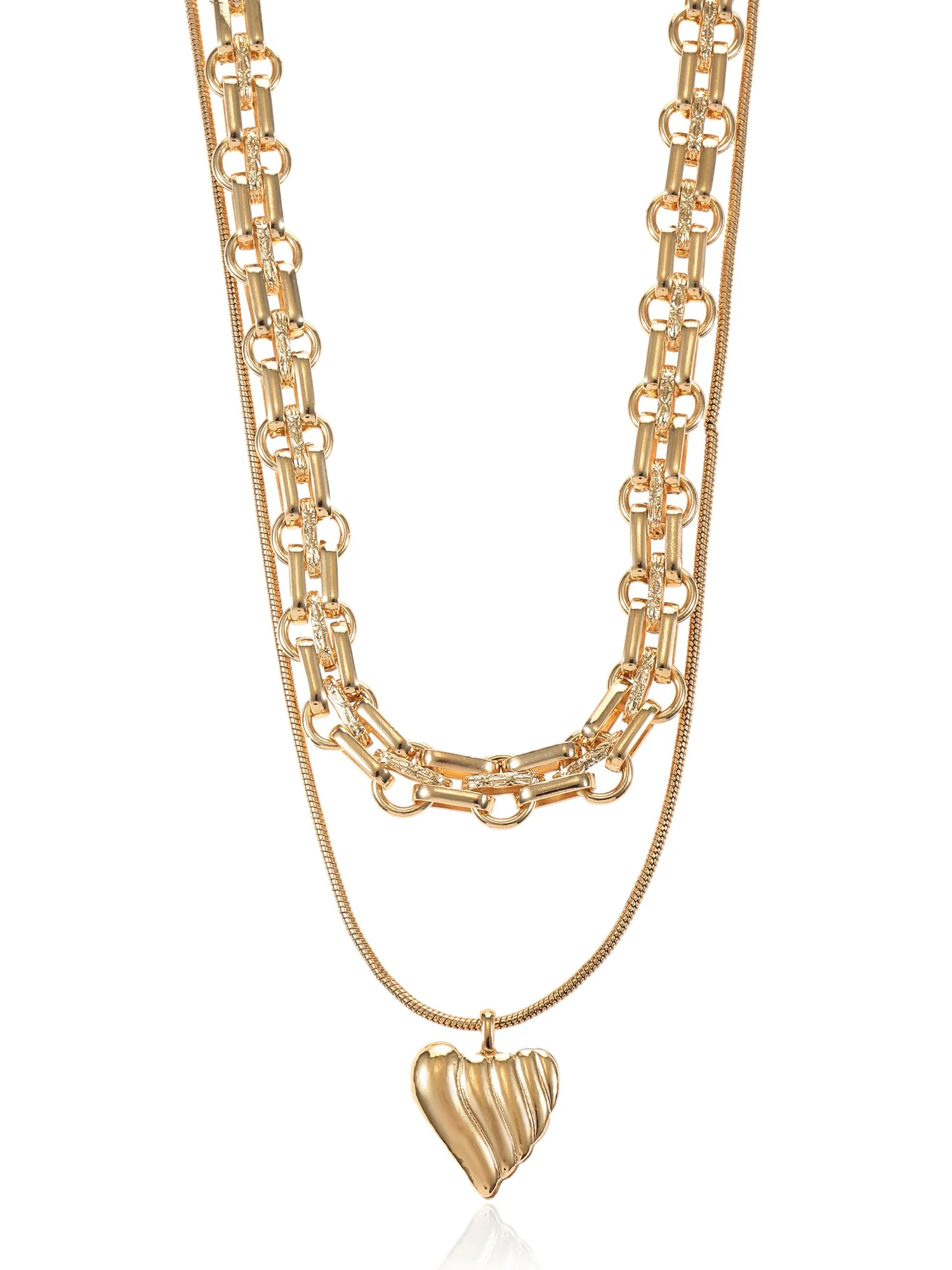 Time and Tru Goldtone 2 Row Heart Necklace, 1 Piece | Walmart (US)