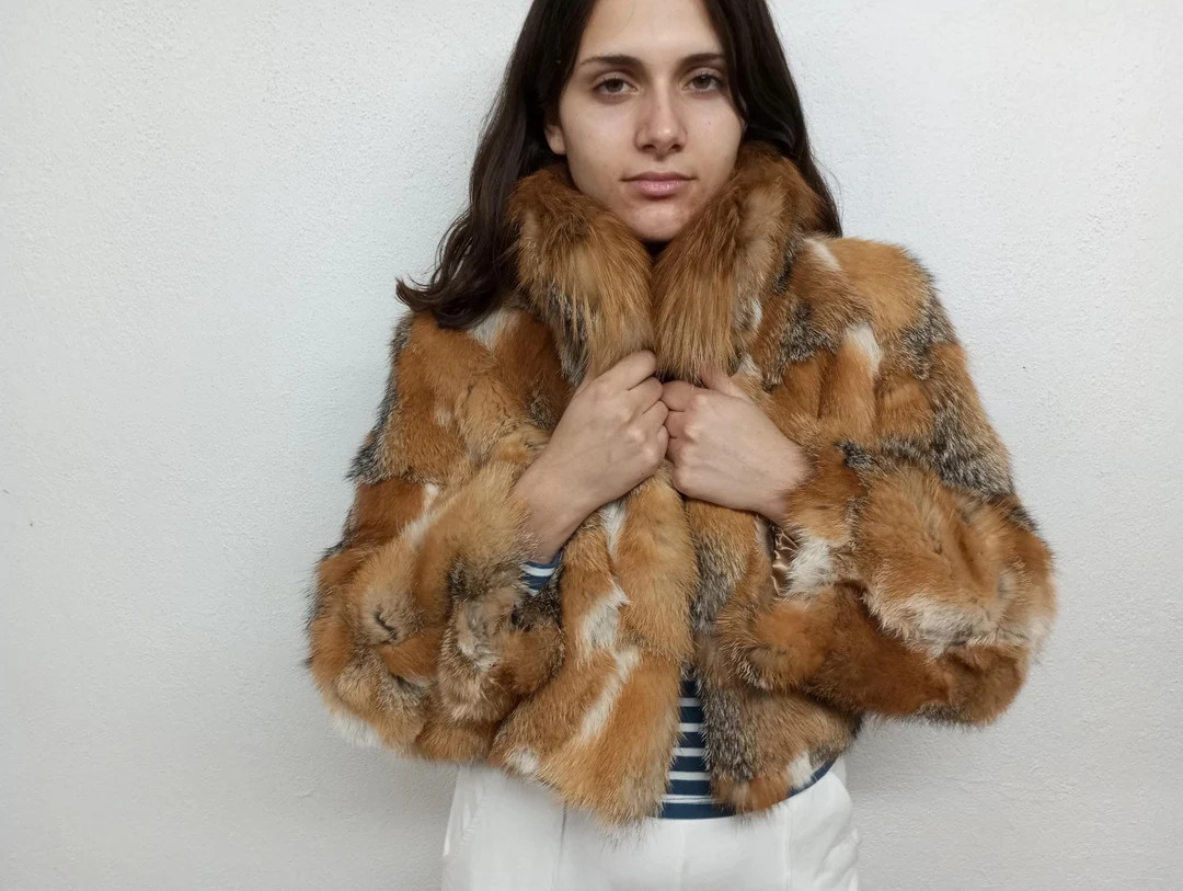 Natural Red Fox Bolero Jacket With Canadian Red Fox Fur Collar - Etsy UK | Etsy (US)