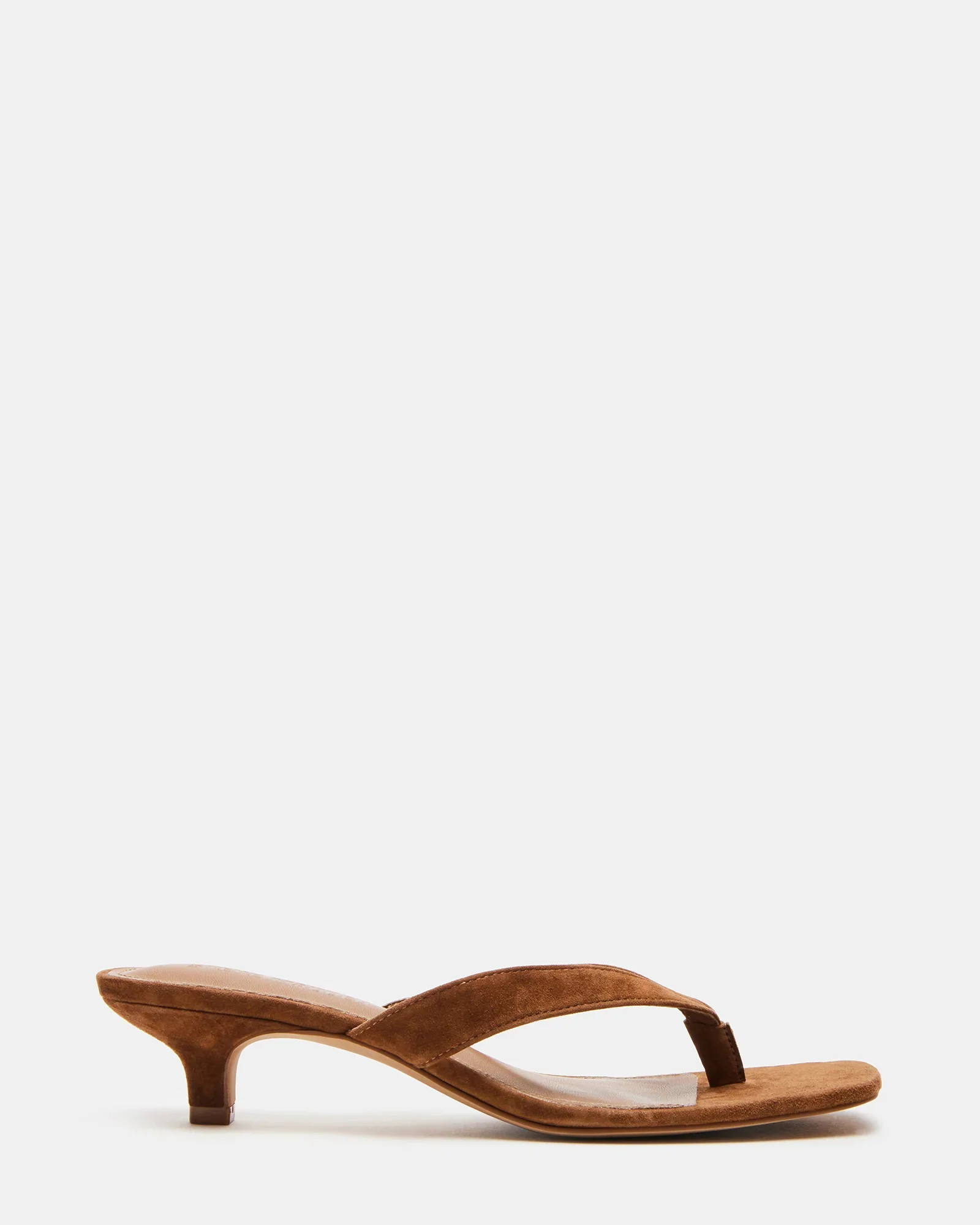 TRACIE Tan Suede Thong Strap Kitten Heels | Women's Designer Heels | Steve Madden (Canada)