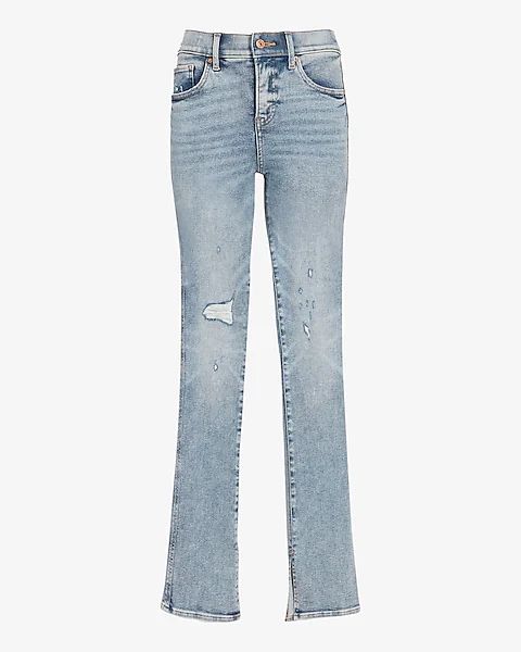 Mid Rise Light Wash Ripped Skyscraper Jeans | Express