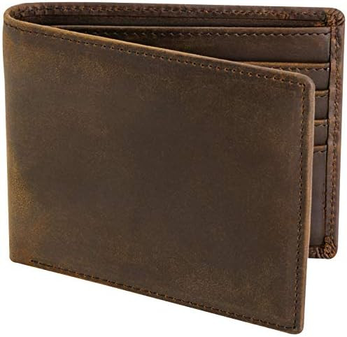 Top Grain Leather Wallet for Men | RFID Blocking | Extra Capacity Bifold Wallet with 2 ID Windows... | Amazon (US)