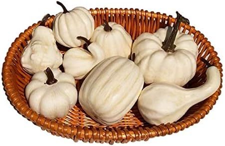 Lorigun 8 Pcs Assorted Sizes Artificial White Pumpkins Bulk Faux Harvest Rustic Pumpkins Fall Aut... | Amazon (US)
