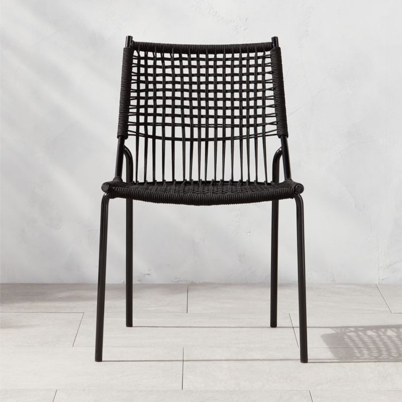 Virve Black Rope Outdoor Patio Dining Chair | CB2 | CB2