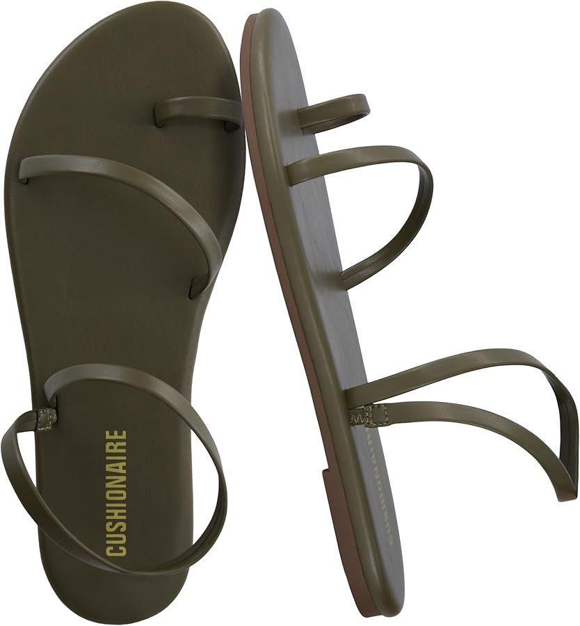CUSHIONAIRE CHAI Flat Strappy Sandals for Women, Comfortable Dressy Summer Slip-On Sandal with Me... | Amazon (US)