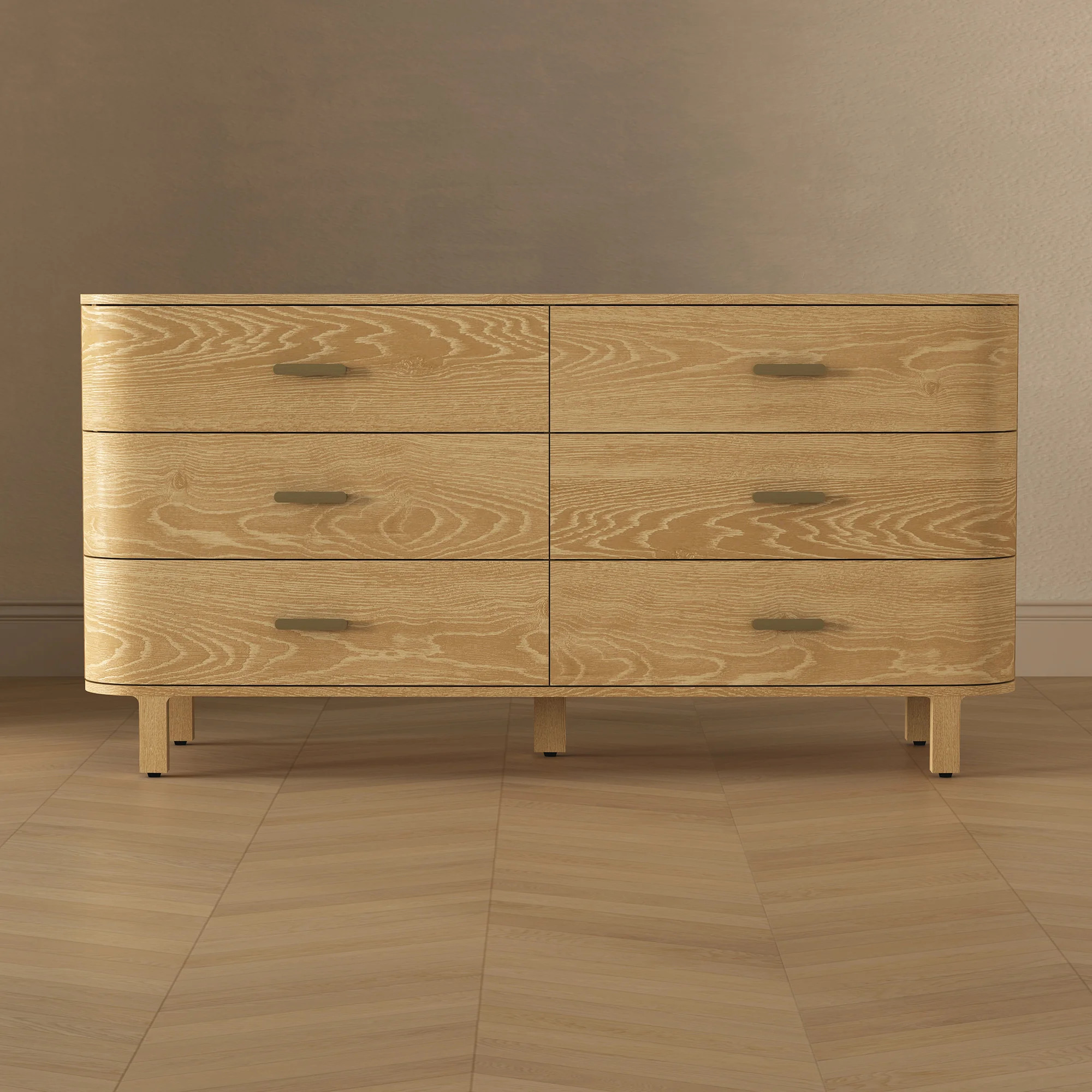 Solara 68" Contemporary 6-Drawer Rubberwood Double Dresser | Wayfair North America